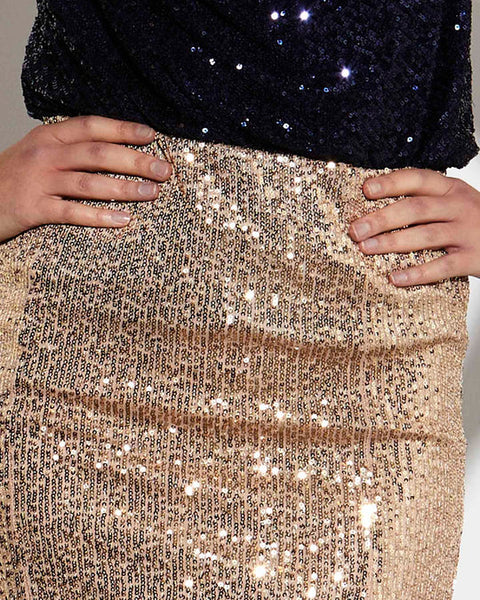Nightlife Sequin Midi Skirt - Gold