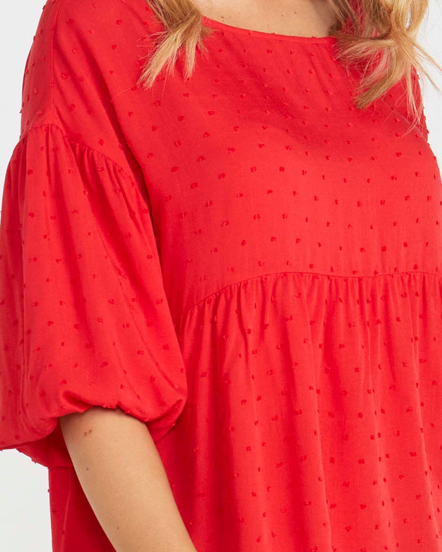 Millie Puff Sleeve Top - Scarlet