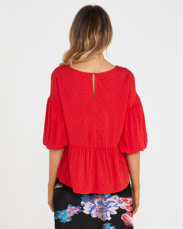 Millie Puff Sleeve Top - Scarlet
