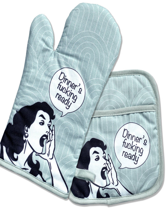 Double Trouble Oven Mitt & Pot Holders - Various Designs available.