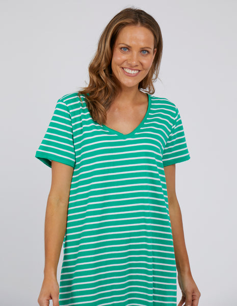 Mary Dress - Green Stripe